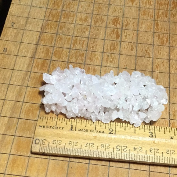 Semiprecious Stone Crystal Soft Pink Quartz 6”L x 1.25”W Elastic Bracelet EVC - Picture 7 of 9